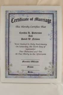 Winter Wedding PERSONALISED Marriage Certificate Snow  
