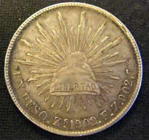 1902 MEXICO Silver Peso Zacratecas Mint Nice L@@K  