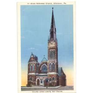  1930s Vintage Postcard Zions Reformed Church   Allentown 