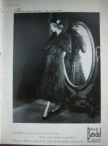1948 Henri Bendel Vintage Womens Black Russian Broadtail Fur Coat Ad 