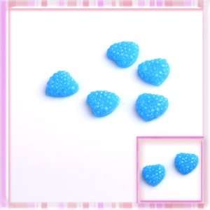 Mysterious Blue Stars Sweet Heart shaped 3d Art Nail Decoration 5pcs 