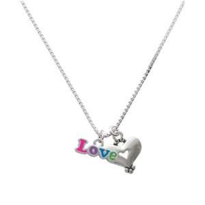  Rainbow Colored Love and Silver Heart Charm Necklace 