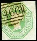 GB QV 1847/54 1s Pale Green Embossed Imperf Used. Cut Square Signed 