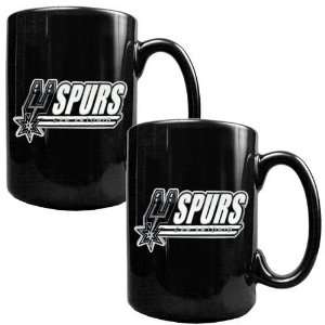 San Antonio Spurs 2pc Black Ceramic Mug Set  Sports 
