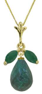   categories natural emerald briolette pendant necklace 14k yellow gold