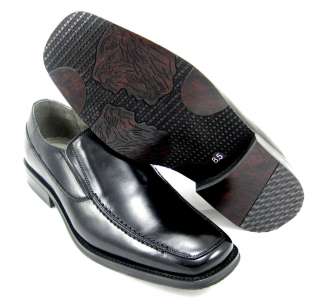 FUOCO 076602FD MENS BLACK Slip on Loafers, LEATHER Classic Style Dress 