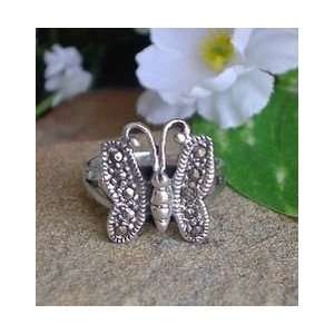  Sterling Silver Marcasite Butterfly Ring size 7.5: Jewelry