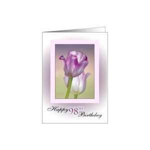  98th Birthday ~ Pink Ribbon Tulips Card Toys & Games
