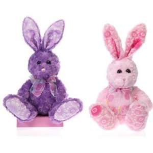  9 2 Assorted Plush Bunnies   Pink, Purple Case Pack 12 