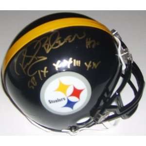 Rocky Bleier Signed Steelers Mini Helmet: Sports 