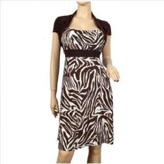 Plus Size Brown Animal Print Faux Shrug Dress: Clothing