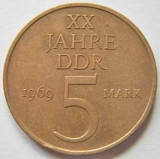 Germany jubilee coin 5 Mark 1969 20 years DDR 1949 69  