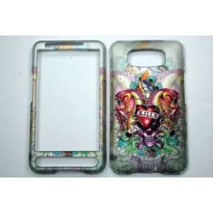 HTC HD2 ANDROID TATTOO SNAKE&BEAUTY WHITE CASE/COVER WITH METALLIC 3D 