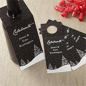   : Personalized Wine Bottle Tags   Winter Snowscape: Kitchen & Dining