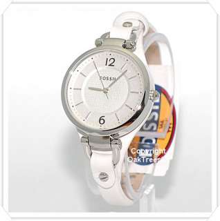 FOSSIL WOMENS WHITE GEORGIA LEATHER WATCH ES2829  