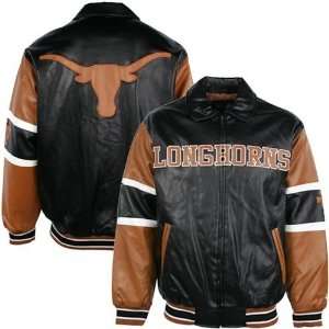  Texas Longhorns Black Varsity Pleather Jacket Sports 