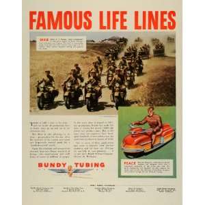  1944 Ad Bundy Tubing Co Detroit Military Motorcycles Army 
