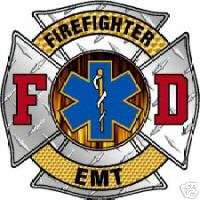 Firefighter Sticker  DP Firefighter EMT Maltese 2x2  