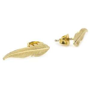 Bing Bang Cherokee Feather Yellow Gold Earrings