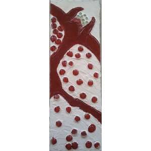   Pomegranate Painting with Glass Bubble Seeds. 12x36