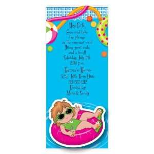  Pool Party Girl Wigglers Party Invitations Toys & Games