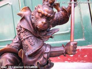 55CMChinese myth Bronze Monkey King SunWuKong Statue  