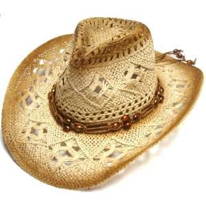   Cap Medium Brim Crochet Cowboy Straw Hat with Strap Toys & Games