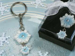 50 Winter Wonderland Snowflake Keychain Wedding Favors 609728815110 
