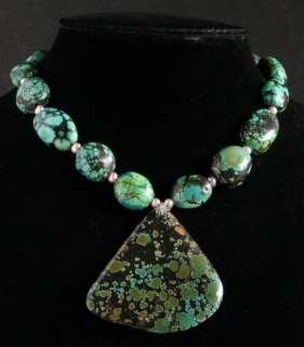 WOW!!!! STUNNING NATURAL TURQUOISE/925 SILVER NECKLACE  