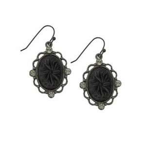  Victorian Gothic Black Diamond Oval Drop Earrings 1928 
