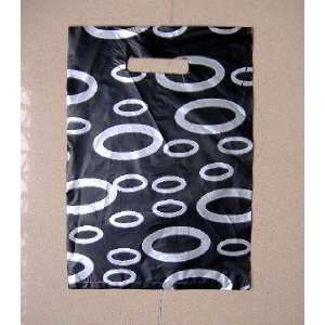   Black / Silver Shopping Plastic Bags Wholesale 6 x 8 