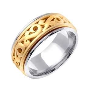   14K Gold Two Tone 9.5mm Celtic Wedding Band 4029   Size 11.25: Jewelry
