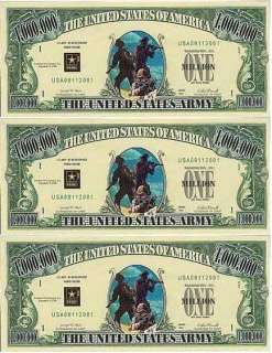 USA Banknote NM 1 United States Army Million Note x 3  