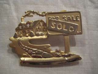 AJC Realtors Realtor Realty For Sale Sold Home House Gold Tone Pin 