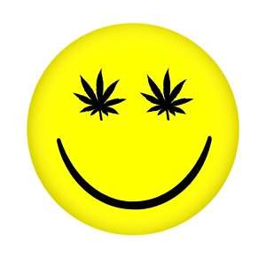 STONED SMILEY FACE   2.25 BUTTON   weed/cannabis/420  
