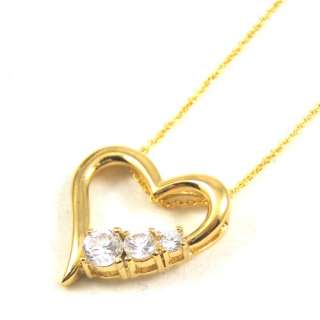 18K GOLD GEP SWEETIE HEART CZ SOLID GP PENDANT NECKLACE  