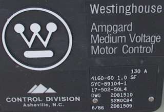 Westinghouse Ampgard Motor Control 500KVA 1.5mva Switch  