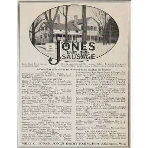  1915 Ad Milo C. Jones Dairy Farm Sausage Fort Atkinson 