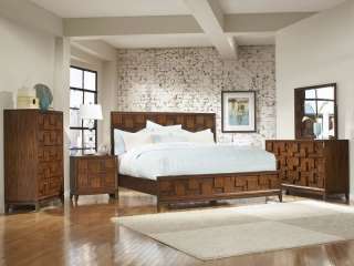 EMILY   5pcs CONTEMPORARY CHERRY BROWN QUEEN KING PANEL BEDROOM SET 