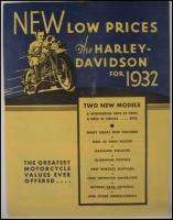 1932 Harley Davidson Brochure 45 74 Twins, 21 30.50, Sidecar Pkg Truck 