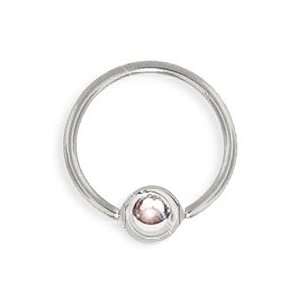 14 Gauge 3/4   Solid 14kt White Gold Captive Bead Ring   4mm Ball