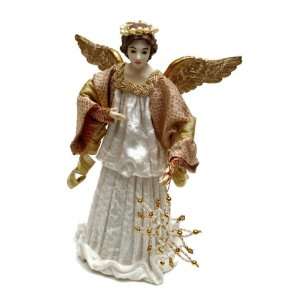  White and Gold Angel Christmas Tree Topper (12 Inches 