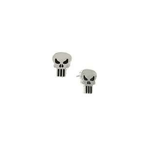  Punisher Silver Tone Stud Earrings 