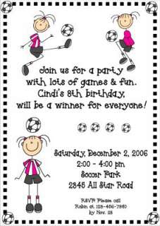 Custom Personalized SOCCER KIDS Birthday Invitations  