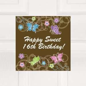 Personalized All Aflutter Brown Window Cling   Party Decorations 