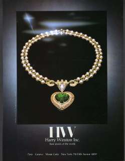 HARRY WINSTON Jewelry Ad   Diamonds & Emeralds 1982  