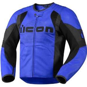  Icon Overlord Leather Motorcycle Jacket Blue: Automotive