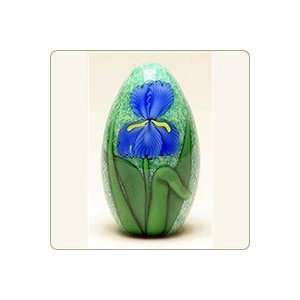  Blue Iris   Glossy Egg Glass Paperweight