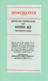 Winchester 63 Factory Instruction Manual R  