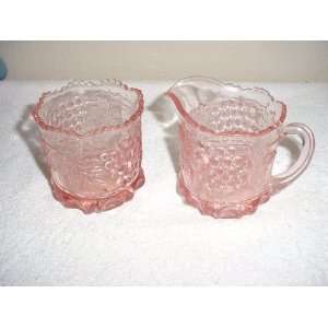  Large Pink Glass Grape & Cable Creamer & Sugar: Everything 